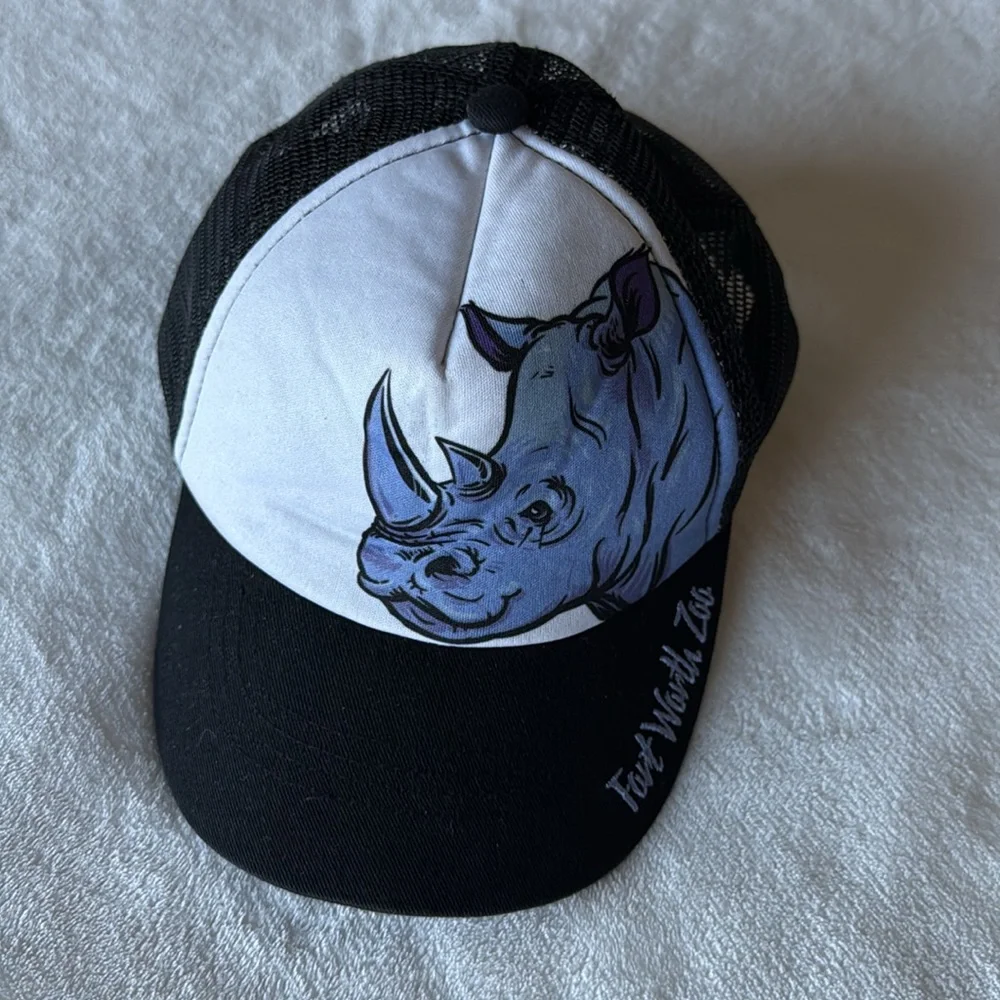 Black and white rhino Fort Worth zoo kids cap